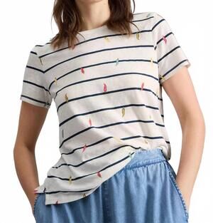 NEW WHITE STUFF abbie stripe tee in ivory multi